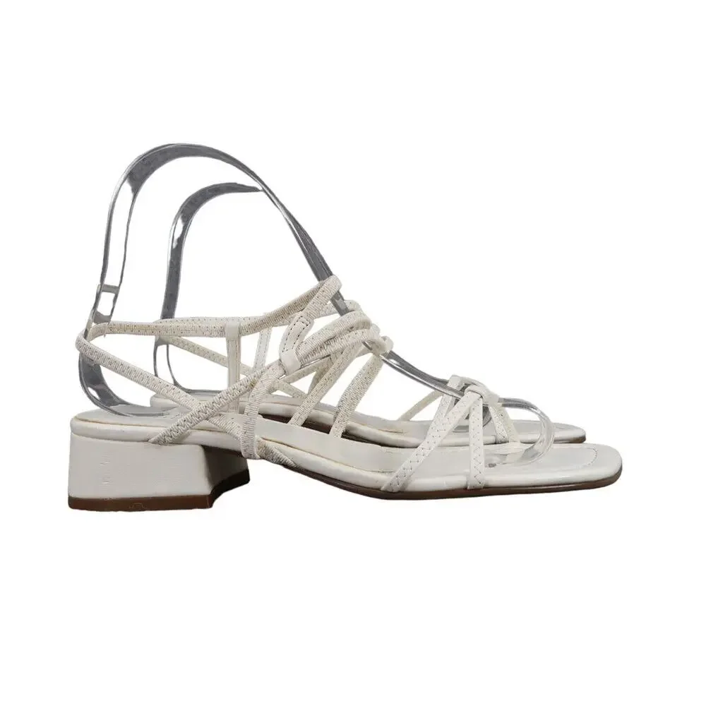 Classic Elements Shoes Womens 6 Sandal Pumps Strappy White Blcok Heel Fashion